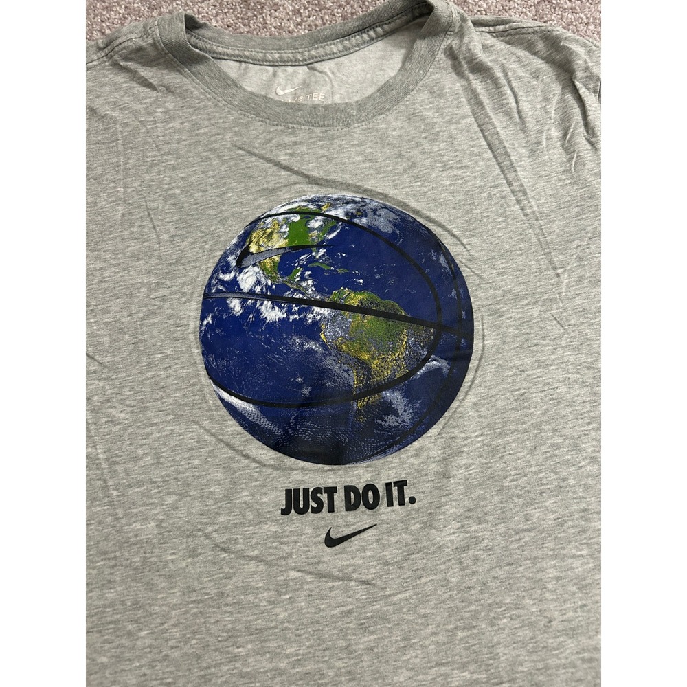 Nike Graphic T-Shirt Mens Small Gray Excellent Earth Basketball Just Do It Tee - Picture 4 of 8